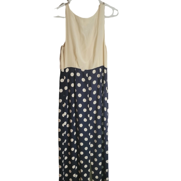 Moulinette souers off white blue pola dot maxi dress extra small 2 - Picture 2 of 6